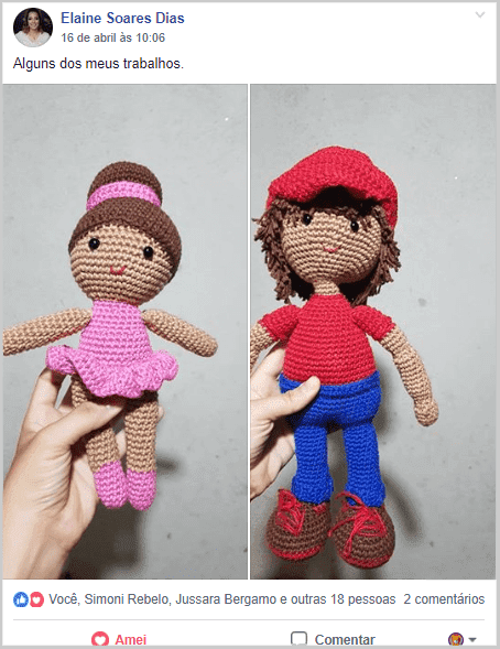 Amigurumis de bailarina e menino com boné